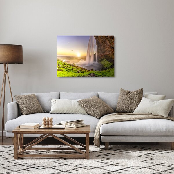 Staklena slika - Seljalandsfoss iza špilje (70x50 cm)