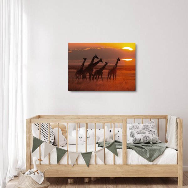 Staklena slika - Žirafe u afričkoj savani (70x50 cm)