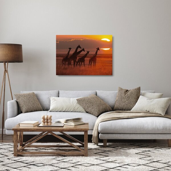 Staklena slika - Žirafe u afričkoj savani (70x50 cm)