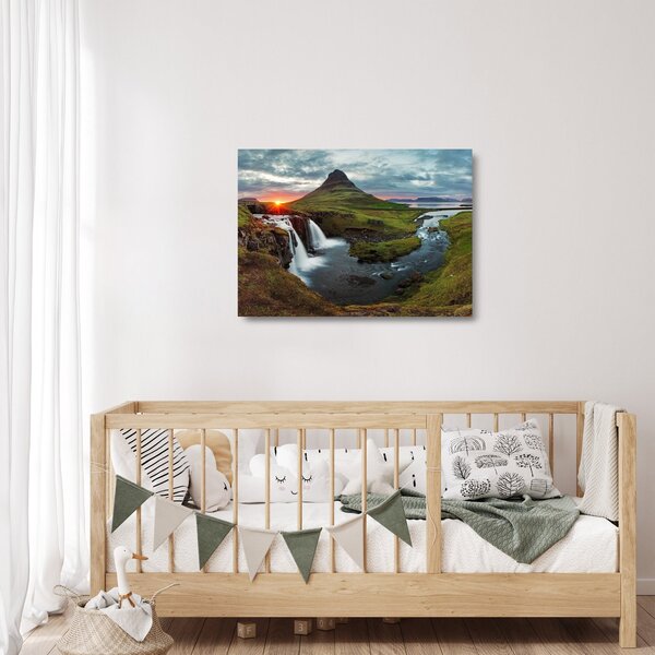Staklena slika - Kirkjufell na zalasku sunca (70x50 cm)