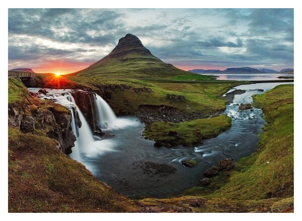 Staklena slika - Kirkjufell na zalasku sunca (70x50 cm)