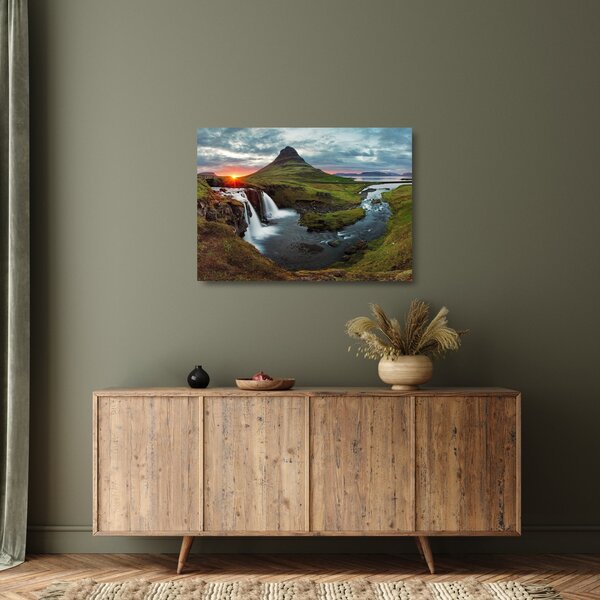 Staklena slika - Kirkjufell na zalasku sunca (70x50 cm)