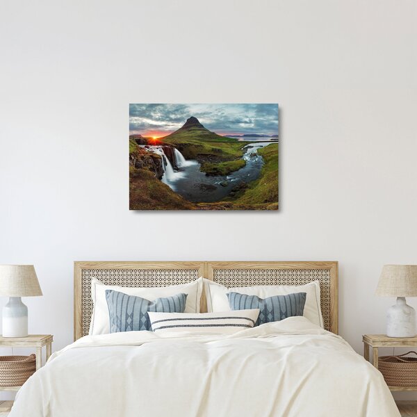 Staklena slika - Kirkjufell na zalasku sunca (70x50 cm)