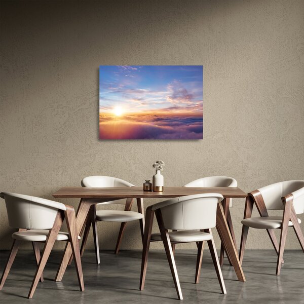 Staklena slika - Zalazak sunca iznad oblaka (70x50 cm)