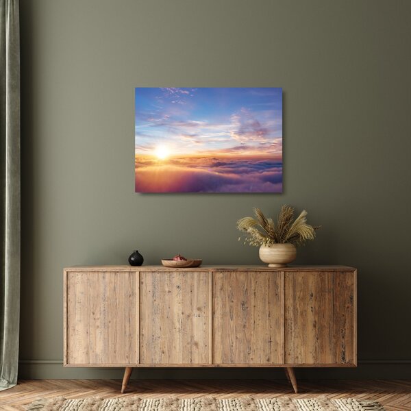 Staklena slika - Zalazak sunca iznad oblaka (70x50 cm)
