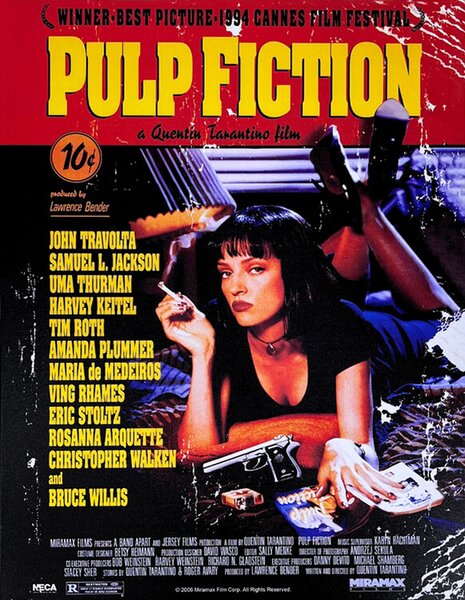 Metalni znak Pulp Fiction - Uma on Bed, (30 x 40 cm)