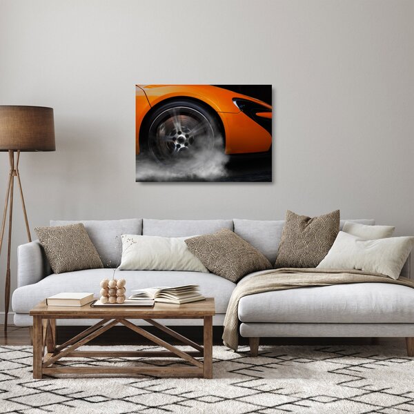 Staklena slika - Narančasti sportski auto (70x50 cm)
