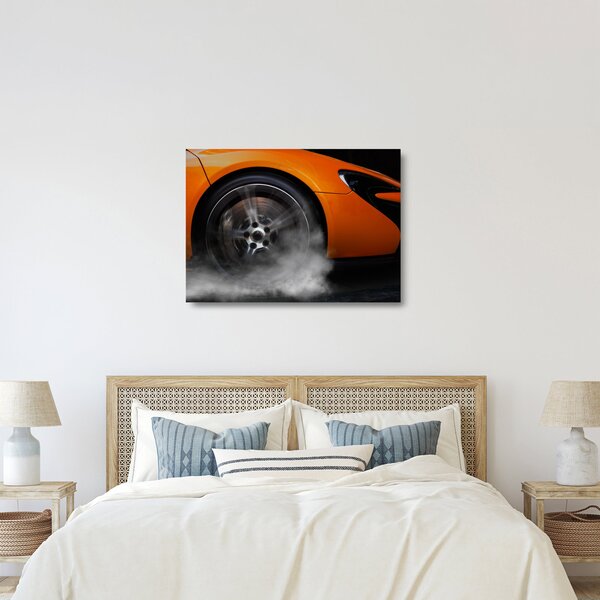 Staklena slika - Narančasti sportski auto (70x50 cm)