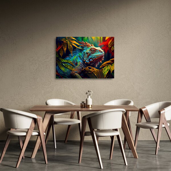 Staklena slika - Šarena iguana (70x50 cm)
