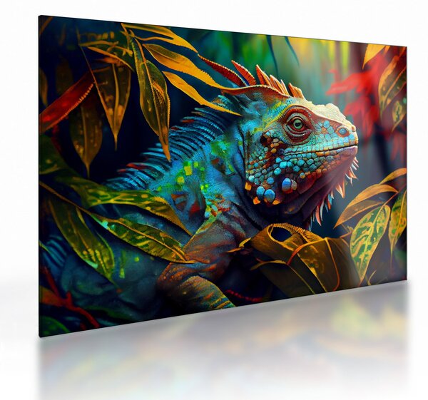 Staklena slika - Šarena iguana (70x50 cm)