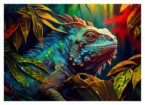 Staklena slika - Šarena iguana (70x50 cm)