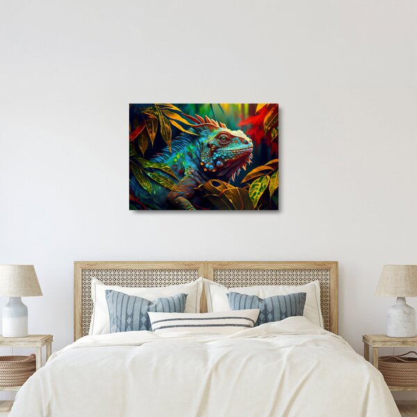 Staklena slika - Šarena iguana (70x50 cm)