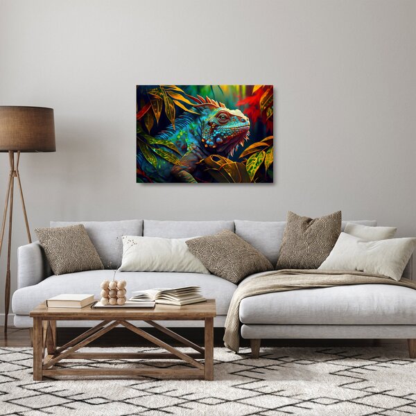 Staklena slika - Šarena iguana (70x50 cm)