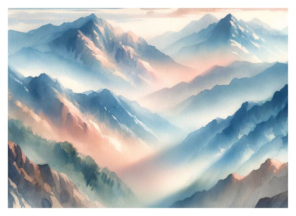 Staklena slika - Akvarel planine (70x50 cm)