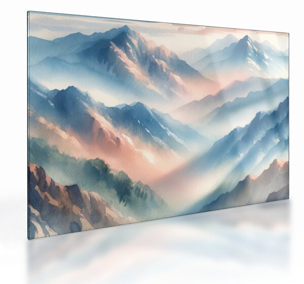 Staklena slika - Akvarel planine (70x50 cm)