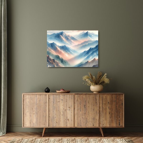 Staklena slika - Akvarel planine (70x50 cm)