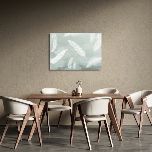 Staklena slika - Bijelo perje (70x50 cm)