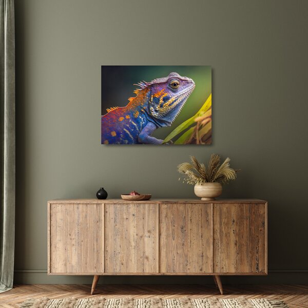 Staklena slika - Obojena iguana (70x50 cm)