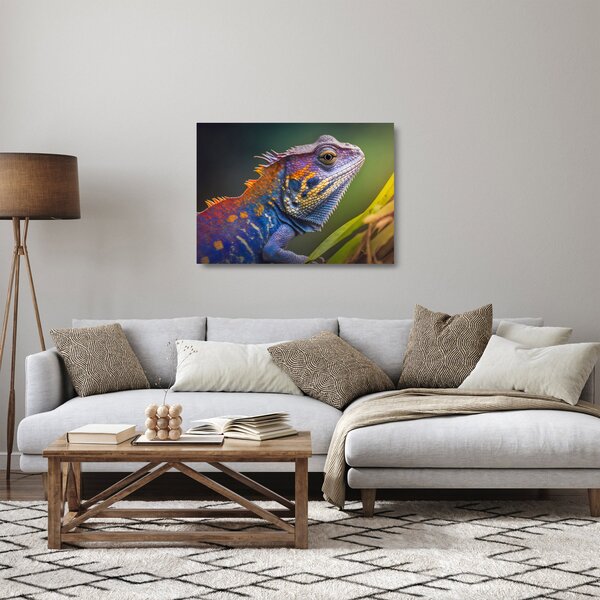 Staklena slika - Obojena iguana (70x50 cm)