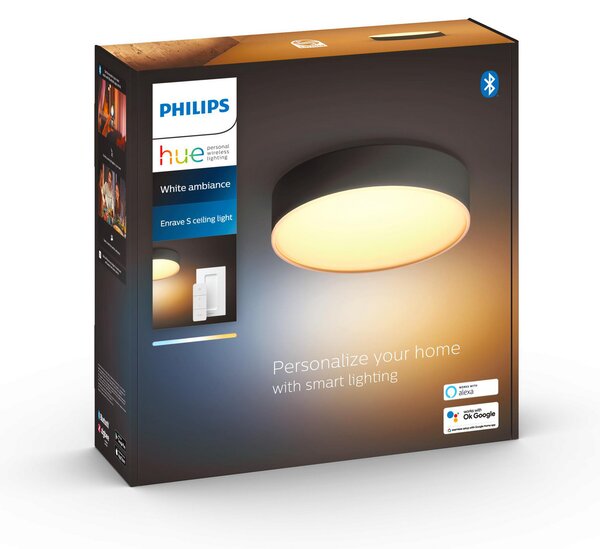 Stropne Svjetiljka Philips Hue, Philips Hue, prigušiv, Crno, Dnevna soba, Metal, Moderan