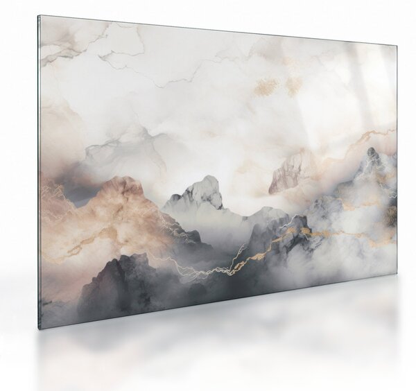 Staklena slika - Planinska apstrakcija s mramornom teksturom (70x50 cm)