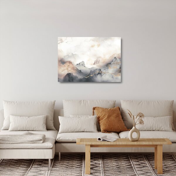 Staklena slika - Planinska apstrakcija s mramornom teksturom (70x50 cm)