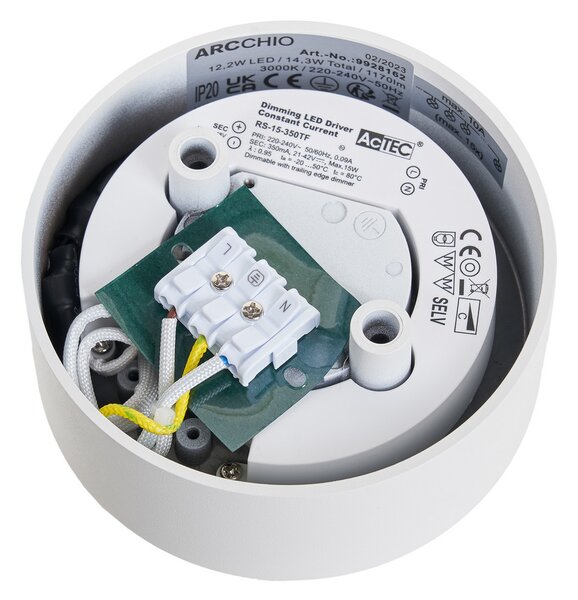 Stropne svjetiljke Arcchio, Rotari, prigušiv, Bijela, Dnevna soba, Metal, Moderan