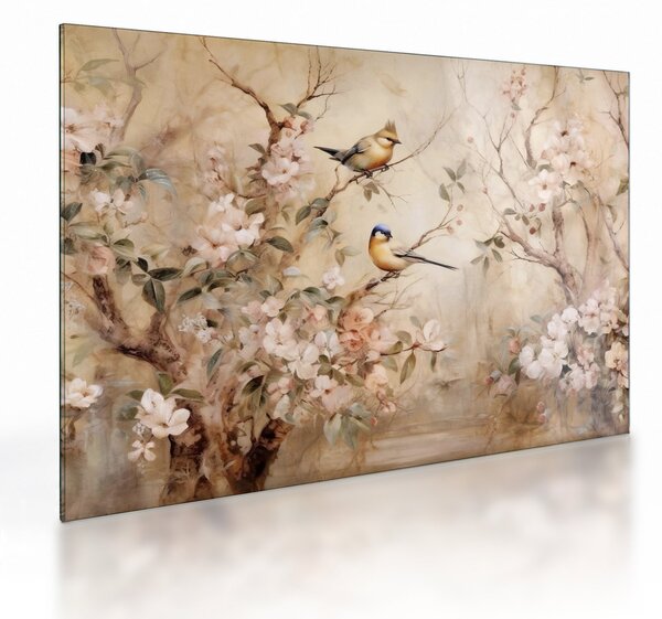 Staklena slika - Vintage slika ptica II. (70x50 cm)