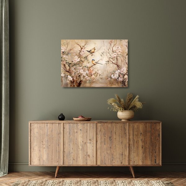Staklena slika - Vintage slika ptica II. (70x50 cm)