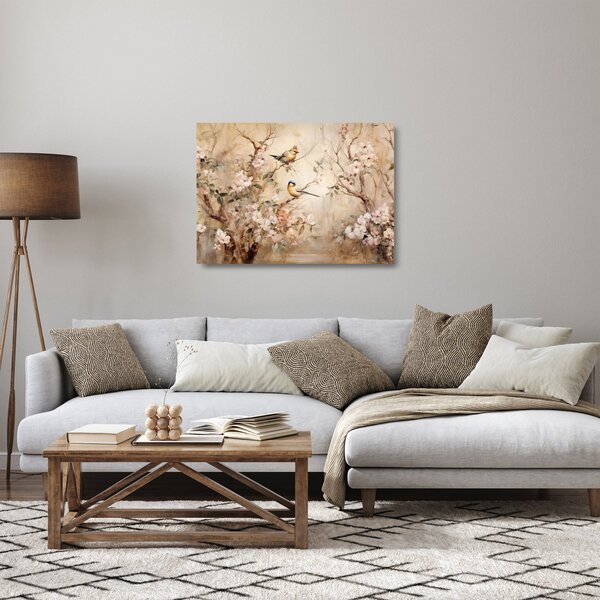 Staklena slika - Vintage slika ptica II. (70x50 cm)