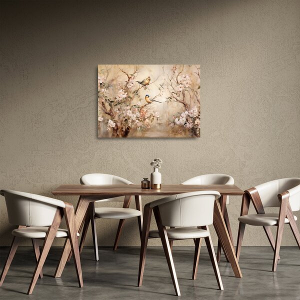 Staklena slika - Vintage slika ptica II. (70x50 cm)