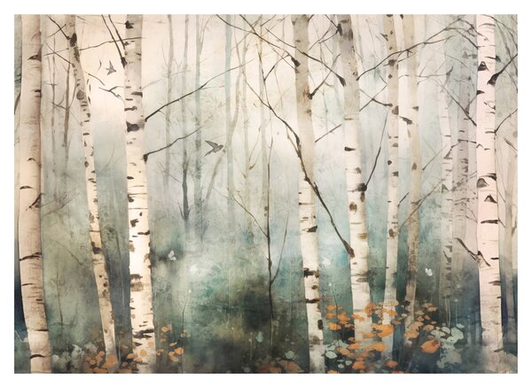 Staklena slika - Crtanje uzorka šume (70x50 cm)