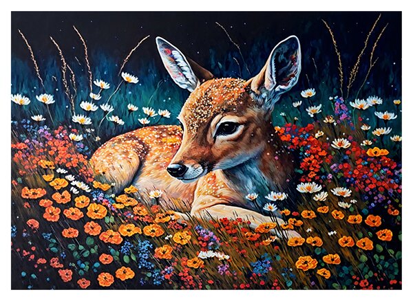 Staklena slika - Naslikani jelen (70x50 cm)
