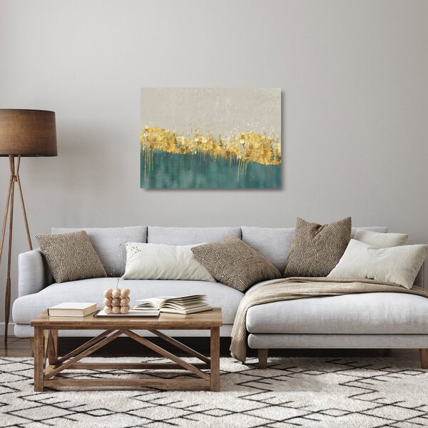Staklena slika - Tekstura sa zlatnim ukrasom (70x50 cm)