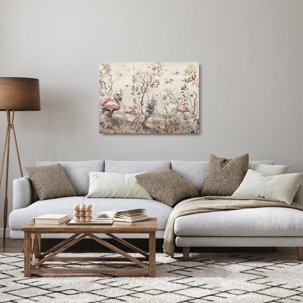 Staklena slika - Crtanje flaminga (70x50 cm)