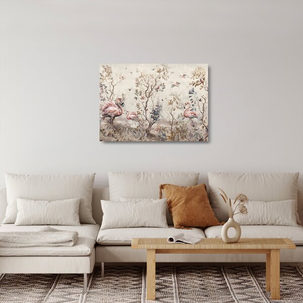 Staklena slika - Crtanje flaminga (70x50 cm)