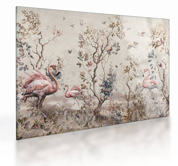 Staklena slika - Crtanje flaminga (70x50 cm)
