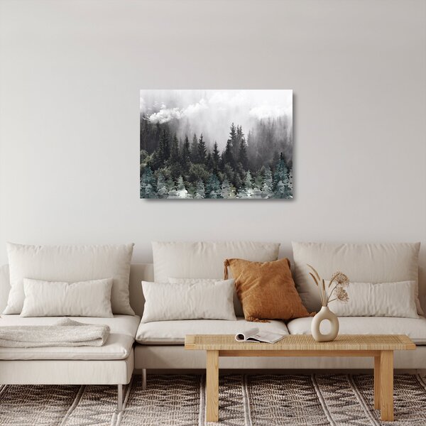Staklena slika - Šuma s ilustriranim elementima (70x50 cm)
