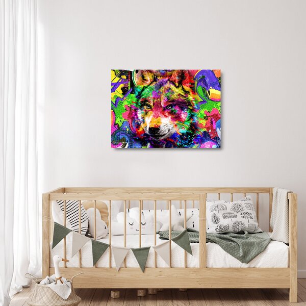 Staklena slika - Vuk s grafitima (70x50 cm)