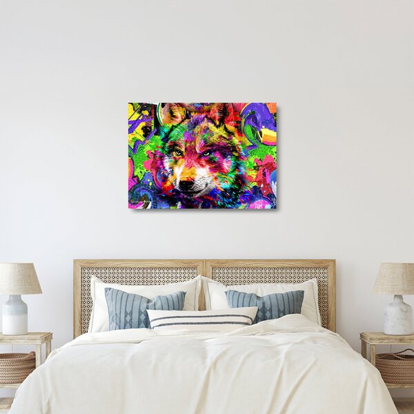 Staklena slika - Vuk s grafitima (70x50 cm)