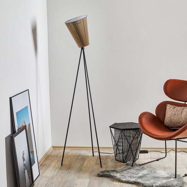 Podne Lampa Northern, Oslo Wood, prigušiv, Crno, Dnevna soba, Tkanina / tekstil, Dizajn