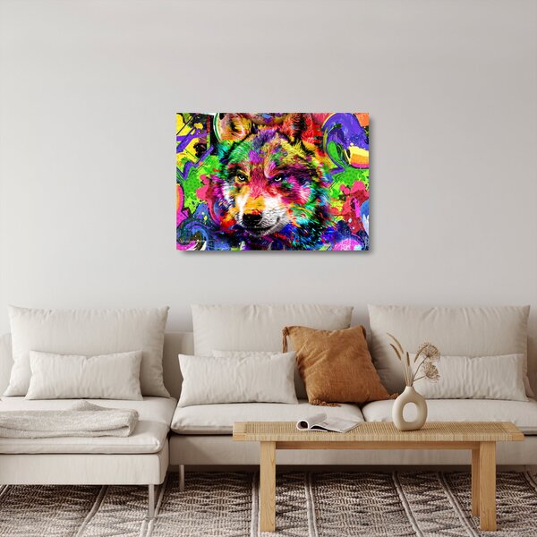 Staklena slika - Vuk s grafitima (70x50 cm)