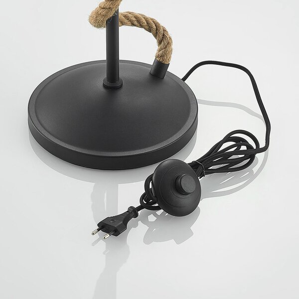 Podne Lampa Lucande, Ropina, Crno, Dnevna soba, Metal, Vintage