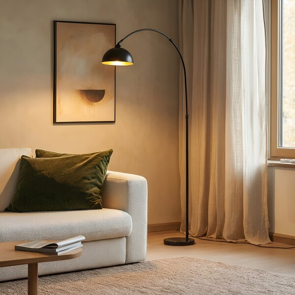 Podne Lampa Lindby, Tonka, Crno, Dnevna soba, Metal, Moderan