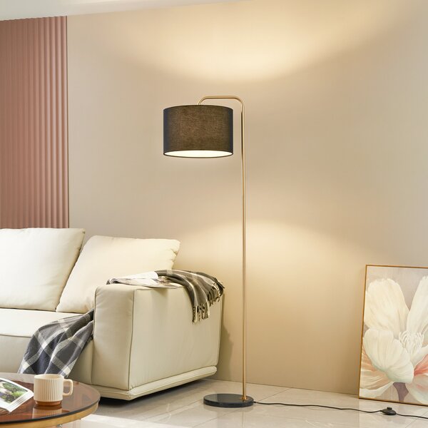 Podne Lampa Lindby, Hillary, Crno, Dnevna soba, Tkanina / tekstil, Moderan