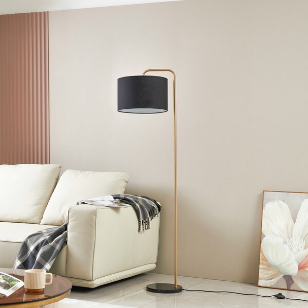 Podne Lampa Lindby, Hillary, Crno, Dnevna soba, Tkanina / tekstil, Moderan