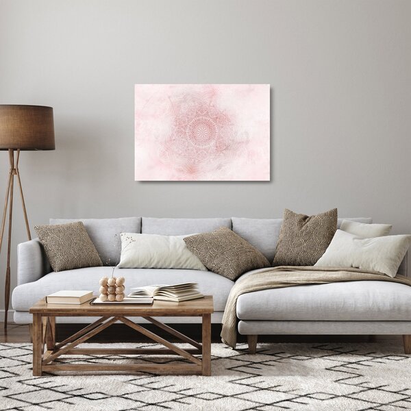 Staklena slika - Ružičasta mandala (70x50 cm)