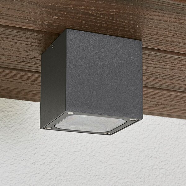 Lucande LED stropna svjetiljka Tanea, 10x10 cm, tamno siva, IP54, Sivo, Metal