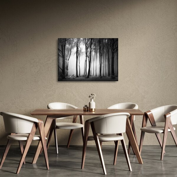 Staklena slika - Vuk u mračnoj šumi (70x50 cm)