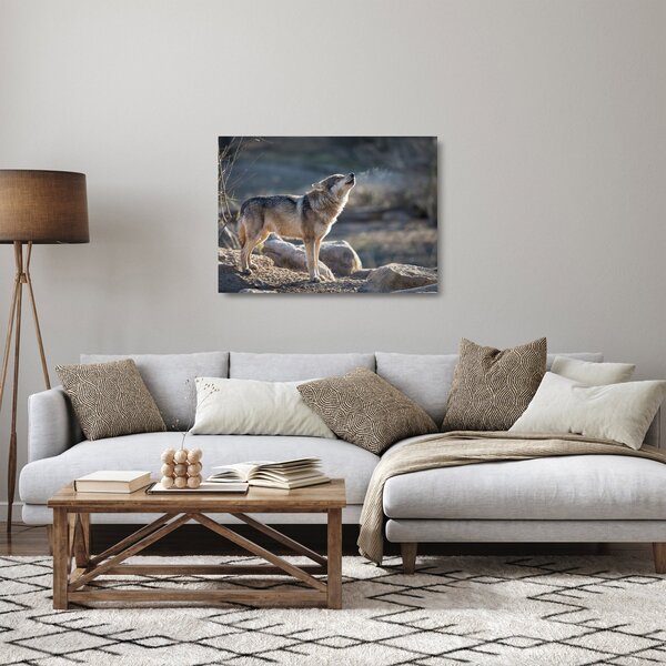 Staklena slika - Vuk koji zavija (70x50 cm)